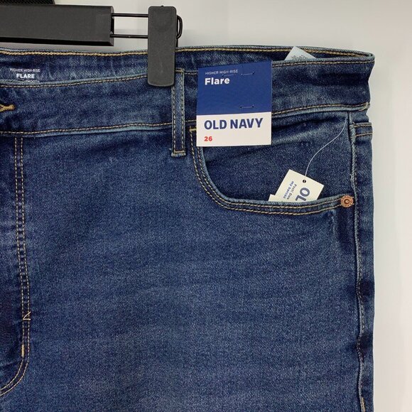 Old Navy Jeans Flare Higher High Rise Blue Denim Cotton Blend NWT - Picture 3 of 10